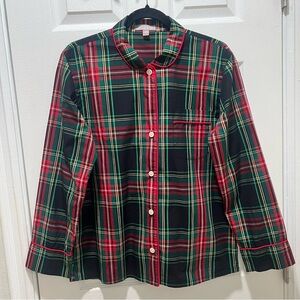 J.Crew Women’s Flannel Plaid PJ Top Size XS | Holiday Lounge Sleepwear EUC